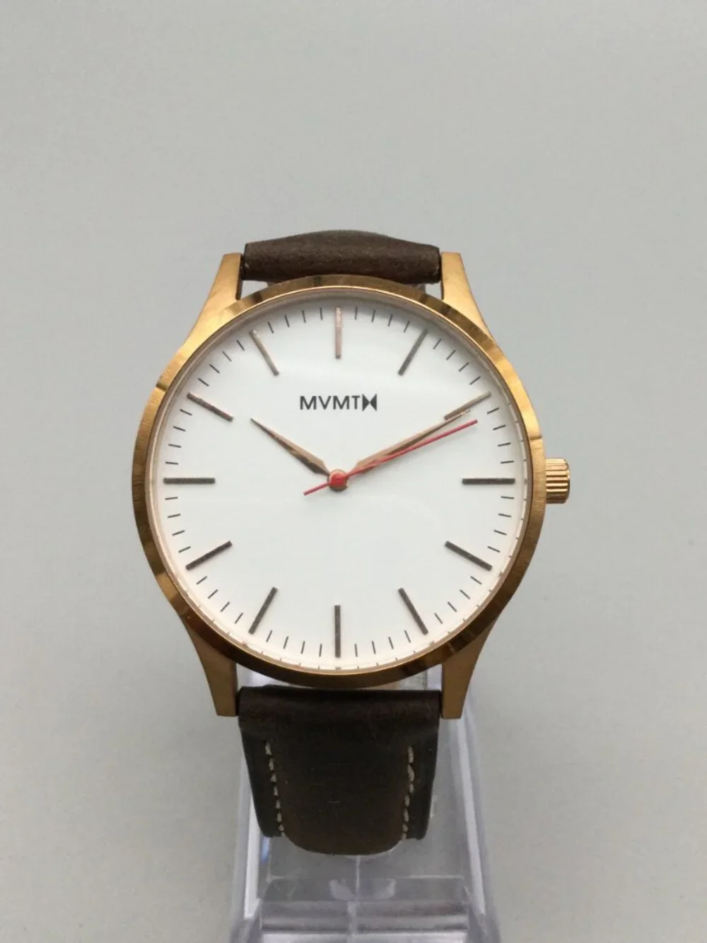 MVMT 40mm Mens Watch Rose Gold Tone Brown Leather Band